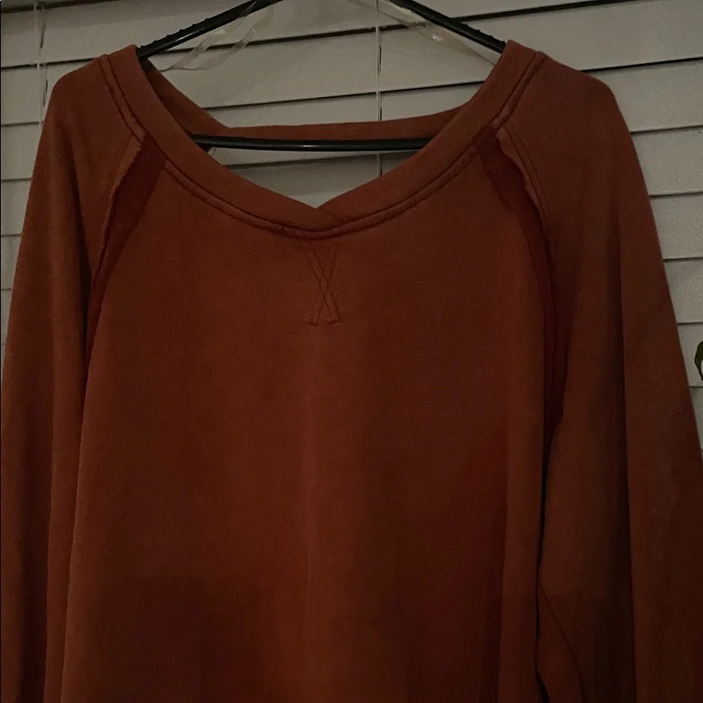 POL Rust Orange Lace-Up Back sweatshirt - Picture 5 of 15